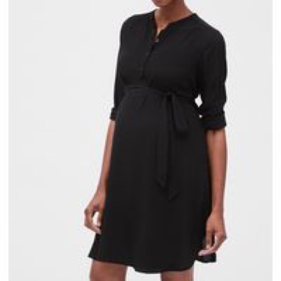 {GAP} Maternity Tie Front Shirt Dress in Black - Maternity XS - Picture 1 of 8